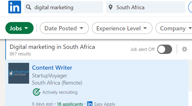 digital marketing job demand in south africa